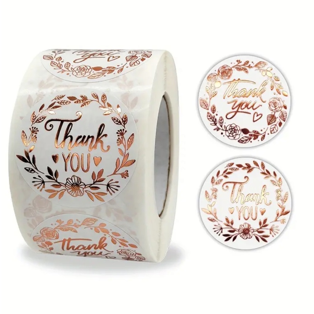 1 Roll 500pc Rose Gold Thank You Sealing Stickers NWT